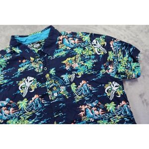 Star Wars Mandalorian Button Hawaiian Shirt Grogu Razor Crest Men's Size L